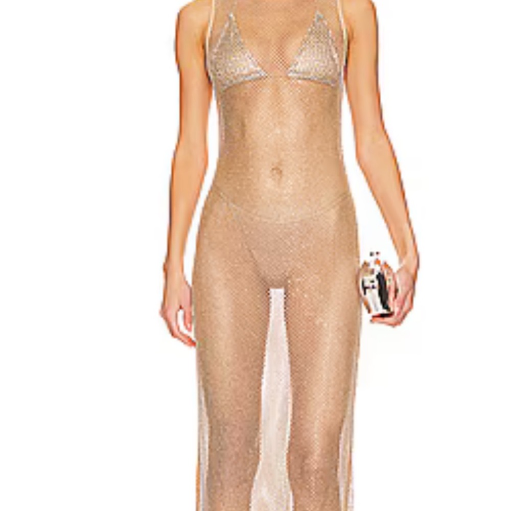 Camila Coelho Nude Mesh Maxi Dress